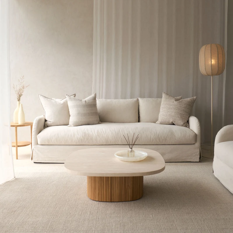 Corte Fabric Sofa | Ecru (234cm)