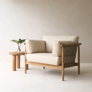 Leo Outdoor Lounge Chair | Linen (100cm) - Gambar 4
