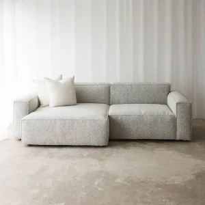 Baker Fabric L Shape Sofa | Salt & Pepper (248cm) - Gambar 3