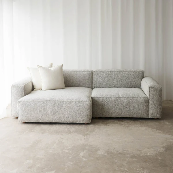 Baker Fabric L Shape Sofa | Salt & Pepper (248cm) - Gambar 3