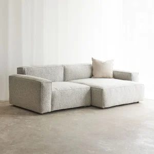 Baker Fabric L Shape Sofa | Salt & Pepper (248cm) - Gambar 4