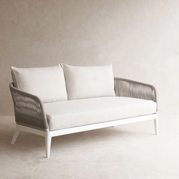 Hamilton Outdoor Sofa | 2 Seater White Frame - Taupe (174cm) - Gambar 4