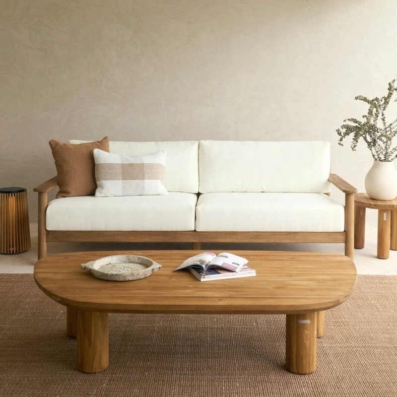 Capri Outdoor Sofa | 3 Seater - Graige with Snow Cushion