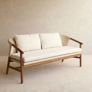 Aiko Outdoor Sofa | White Shell Frame with Sand Cushions - Gambar 5
